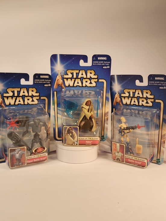 Hasbro Other - Star Wars Action Figures - Battle Droids And Jedi Knight MIB